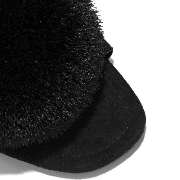 NEW🔥 Black Over-sized Fringe Pom Pom Slide Flat Sandal Flip Flops Open Toe - Picture 5 of 5